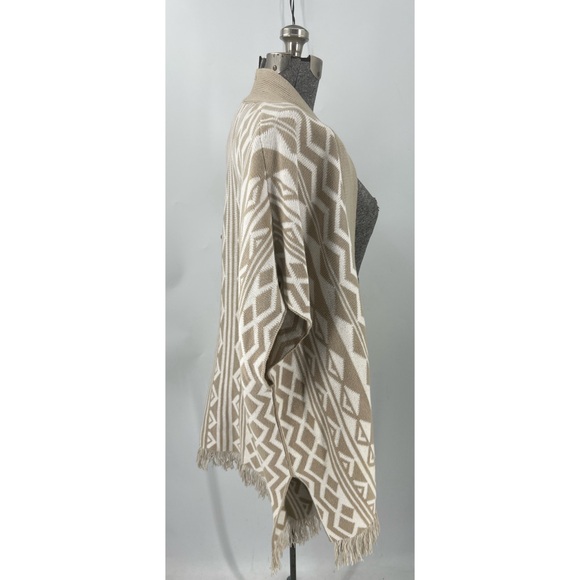 Old Navy open front Aztec print 100% cotton fringe hemline kimono cardigan M/L - Picture 4 of 8